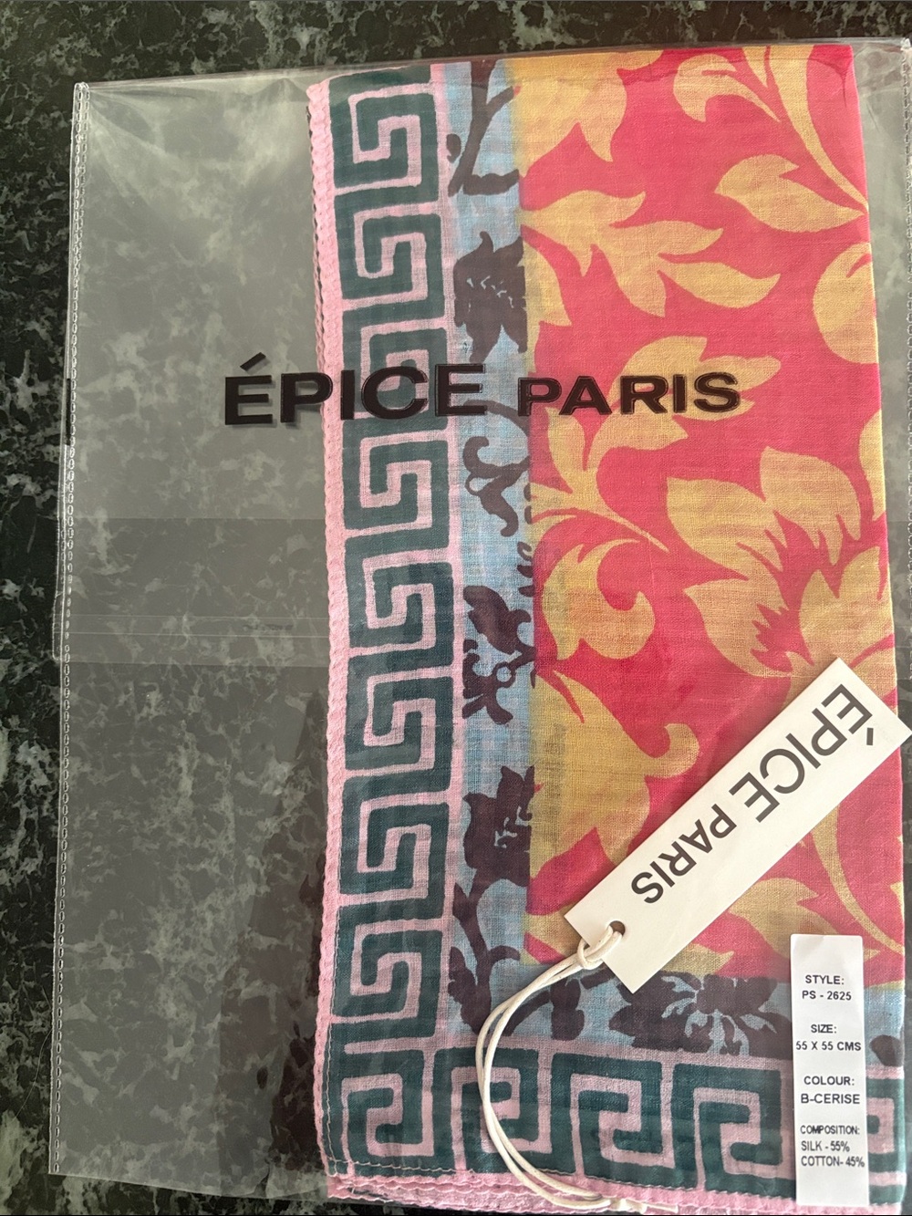 ÉPICE Paris Pink & Gold Floral Silk-Blend Scarf Square